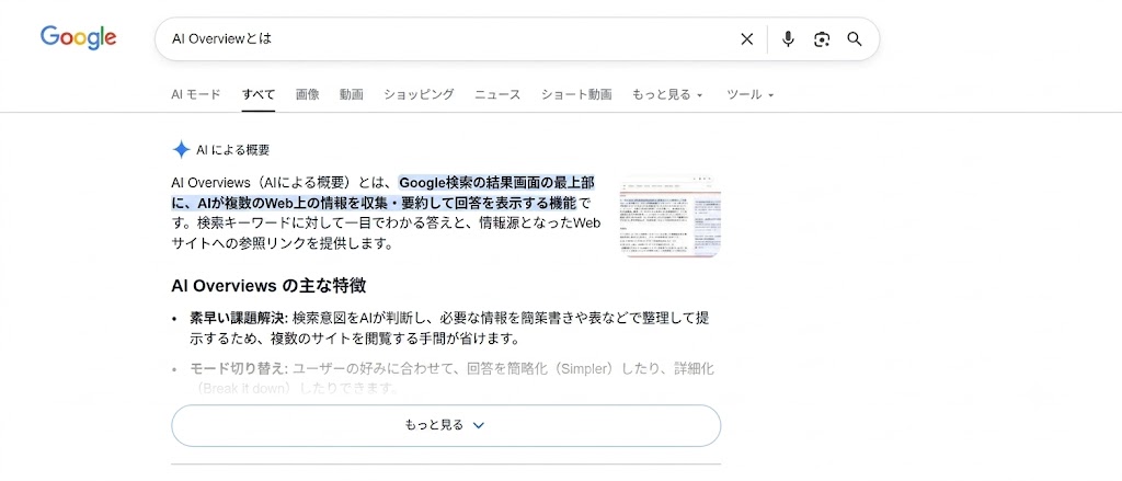AI Overview（AIによる概要）の表示例